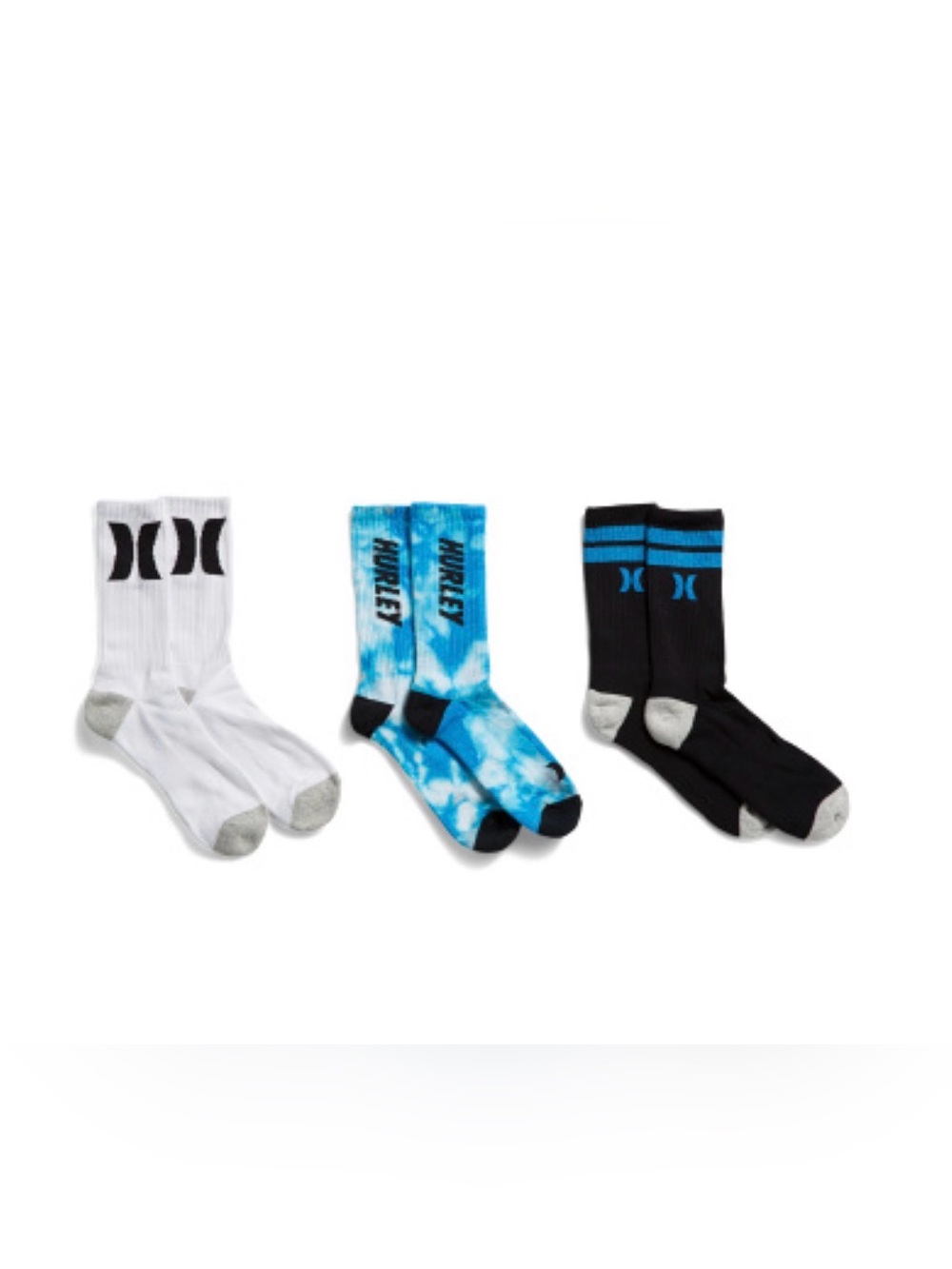 🧦🔥 Men's Half Terry Crew Socks 3-Pack - Blue Tie-Dye & Basics 🔥🧦
